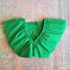 Green Ruffle Crop Top